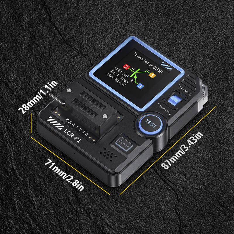 [Australia - AusPower] - Transistor Tester LCR-P1 Transistor Capacitor Tester Multifunctional SMD Electronic Component Tester Diode Triode Zener Diode Resistance Inductance Battery Test LCR Meter MOS PNP NPN ESR Meter 