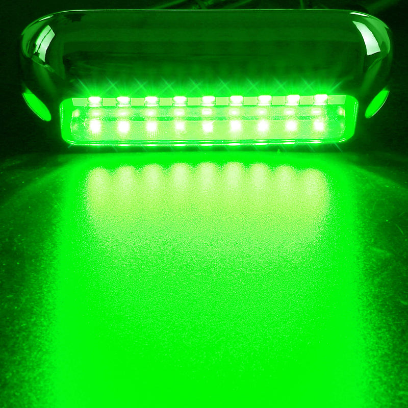 HUSUKU SOOP3 Mini 50W 27LED Waterproof Stainless Steel Transom Led Light, High-Intensity Marine Led Underwater Lights (2 pcs) 3.7" 27LED Green (2PCS)