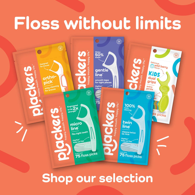 Plackers OrthoPick® Floss Picks Designed for Braces, Tuffloss® Made Without PTFE, FlipPick® Clean Between Brackets, 36 Count (8 Pack) 36 Count (Pack of 8)
