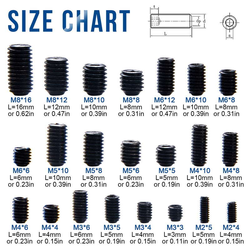 [Australia - AusPower] - NINDEJIN 666 pcs Set Screws, M2 M3 M4 M5 M6 M8 Metric Internal Hex Drive Screws & Allen Key Wrenches Assortment Kit, 12.9 Carbon Steel Socket Set Screws for Faucet, Bathroom Fixtures, Door Handles 666 Black Socket Set 