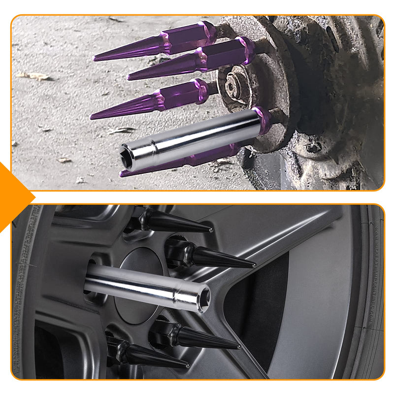 [Australia - AusPower] - MIKKUPPA Spike Lug Nuts Socket Key - Solid Socket with 19mm Hex, Universal Spiked Lug nuts Socket Key Replacement Tool for M14x1.5, M14x2.0, 9/16-18, 1/2-20, M12x1.5, M12x1.25 One-Piece Spiked Lug Nut Hexagon Spike Lug Nuts Socket Chrome 