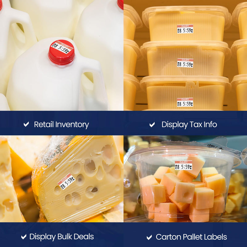 Orange Reverse Print on White Dairy Labels for Monarch 1131-20,000 Labels w/ 8 Rolls Value Pack, 1 Sleeve - Made in USA