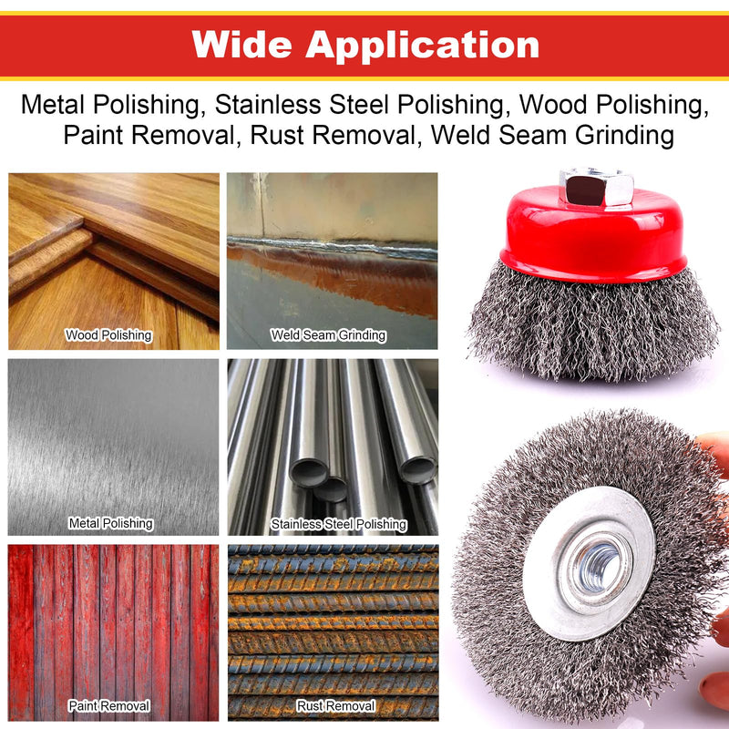 [Australia - AusPower] - 5 Pack 4 Inch Coarse Crimped Wire Wheel for 4 1/2 Angle Grinder,5/8 Inch-11 Threaded Arbor,0.014 Inch Carbon Steel Wire,Wire Brush for Rust,Corrosion,Paint Removal (5 Pack 4 Inch) 5 Pack 4 Inch 