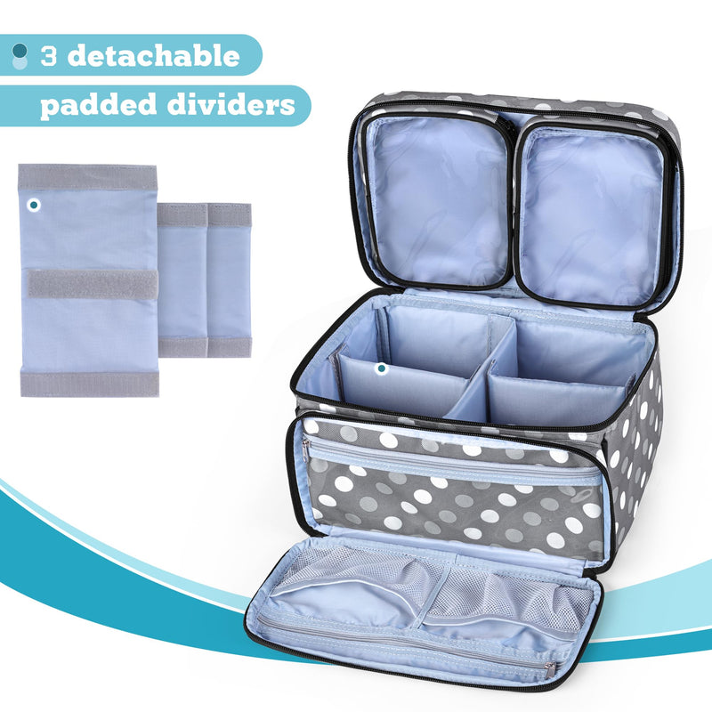 Luxja Medical Bag, Emergency Bag for Medical Accessories, Medicine Bag for Travel, Medical Bag for First Aid Kits, Grey Dot | Medicine bag for on the go, medical bag for first aid sets, grey dot