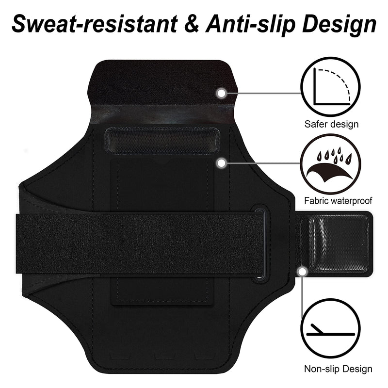 [Australia - AusPower] - Armband for iPhone 15/15 Pro/14/14 Pro/13/13 Pro/13 Mini/12/12 Pro/12 Mini/11/11 Pro/XR/XS/X/SE/8/7/6,Water Resistant Sport Armband with Zipper Slot for Airpods and Car Key (Black) Black 