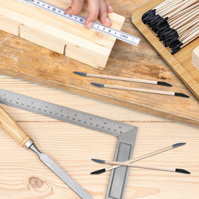 [Australia - AusPower] - Sanding Sticks 50 Pcs, Double-Ended Sanding Tools for Wood & Plastic Models, 120/280 Grit, 5.4 x 0.2 Inch - Fine Detailing in Tight Spaces with Matchstick Design 