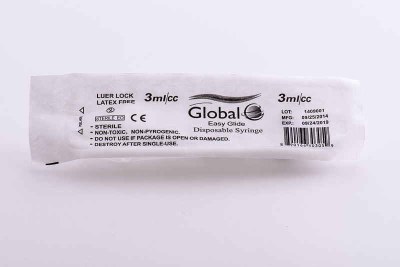 (Qty 200) EASY GLIDE 3cc Luer Lock Syringe (No Needle)