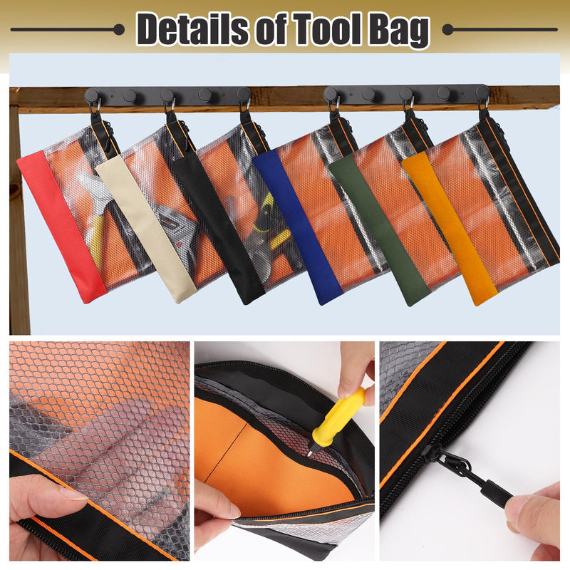 BESARME 6 Pcs 11.8" Clear Tool Pouch Tool pouch Bags Zipper tool pouch with Heavy Duty Mesh Window Multicolor-6pcs