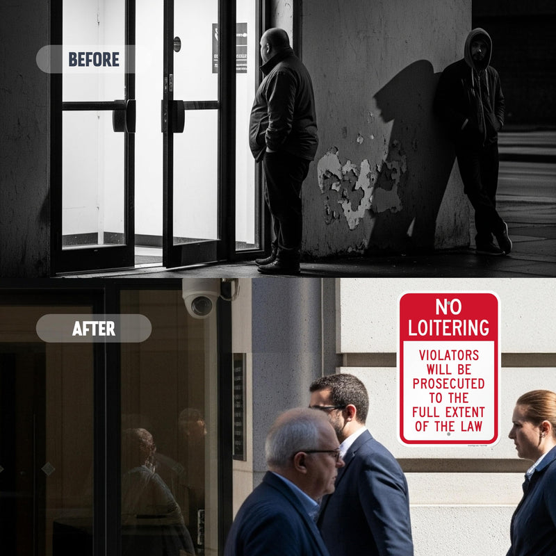 SmartSign No Loitering Violators Will Be Prosecuted Sign - 2 Pack, 18 x 12 inch, 2mm Thick Aluminum Composite, Red and White, Made in USA 12" x 18" - ACM (Pack of 2)
