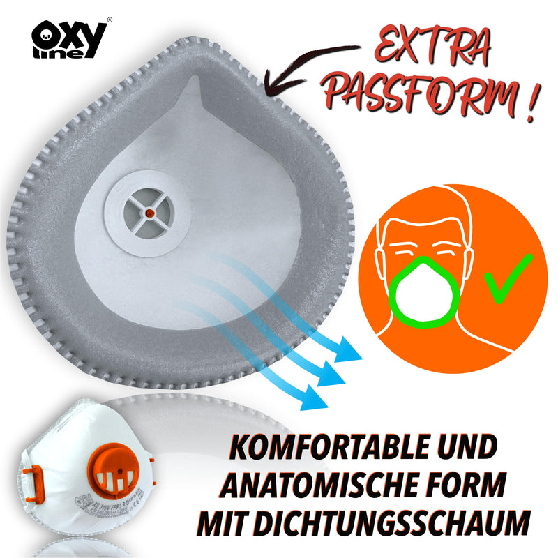 XS 310 V FFP3 RD Reusable Half Mask, Dust Mask, Respirator Mask, Protective Mask with Valve, Extra Fit, Pack of 10