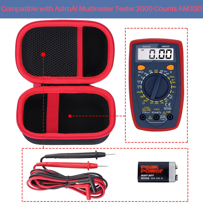 [Australia - AusPower] - Hard Case Compatible with AstroAI Multimeter Tester 2000 Counts Digital Multimeter DC AC Voltmeter Ohm Volt Amp Meter AM33D for AM33D Meter 