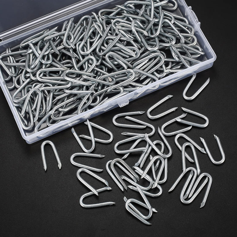[Australia - AusPower] - 250 Pcs Steel Wire Fencing Staples, Wire Staples, Galvanized Steel Fence Staple Nails, Heavy Duty U-Shaped Fasteners Staples Nails for Woven Wire Mesh Fencing 