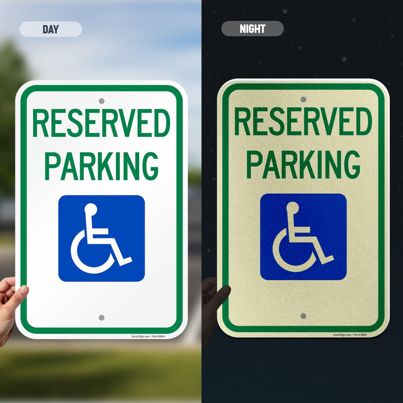 SmartSign Basics Reserved Parking Federal Handicap Parking Sign | 12" x 18" Engineer Grade Reflective 120 mil ACM, Made in USA 12" x 18" EG Reflective ACM