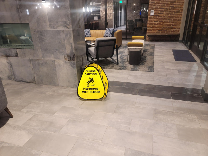 [Australia - AusPower] - Kraken Sign Co - EXTRA LARGE Pop-up Signs, Yellow 4-Sided English/Spanish Warnings, Pop-up Caution Wet Floor Sign 25 inch for Restaurant, Commercial and Industrial Safety (2 Pack) 2 Pack 