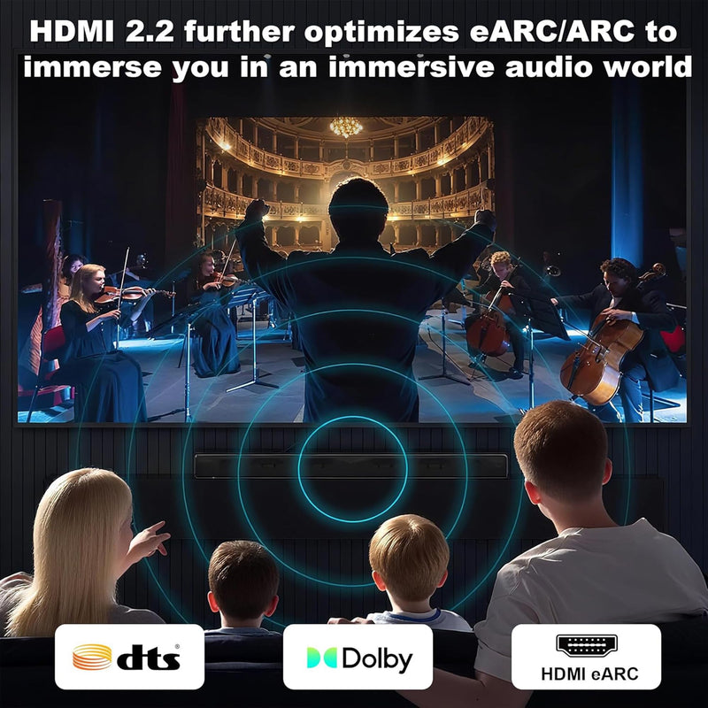 16K HDMI Extension Cable 5FT, 96Gbps Ultra High Speed HDMI Extender, HDMI 2.2 Male to Female Adapter Compatible with 16K@60Hz 8K@120Hz 4K@240Hz HDR eARC, for PS5/Xbox/Fire TV/Roku/Laptop