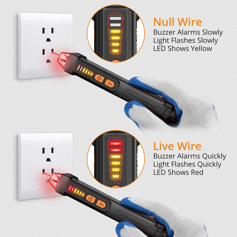 [Australia - AusPower] - Neoteck Professional Electrical Safety Kit: Non-Contact Voltage Tester & Digital Multimeter with 12-1000V AC Detection, 6000 Counts Measurement, LED Flashlight, Buzzer Alarm, Continuity Test 