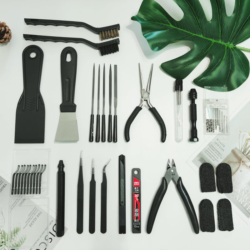 62pcs 3D Printer Tools, 3D Print Accessories Kit Includes Nozzle Cleaning Kit, Deburring Tools, Removal Tools, Needle Files, Brushes, Cutters, Craft Knife, Tweezers, Drills for 3D Prints Finishing 62 Pcs