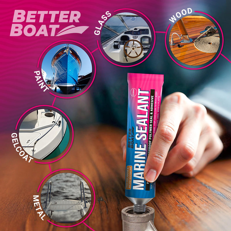 [Australia - AusPower] - Marine Sealant and Adhesive, Waterproof Marine Grade Caulk, High-Temperature Water Sealant for Boat, Auto, and RV, Silicone-Free, Clear, 1 Tube, 3 Oz 