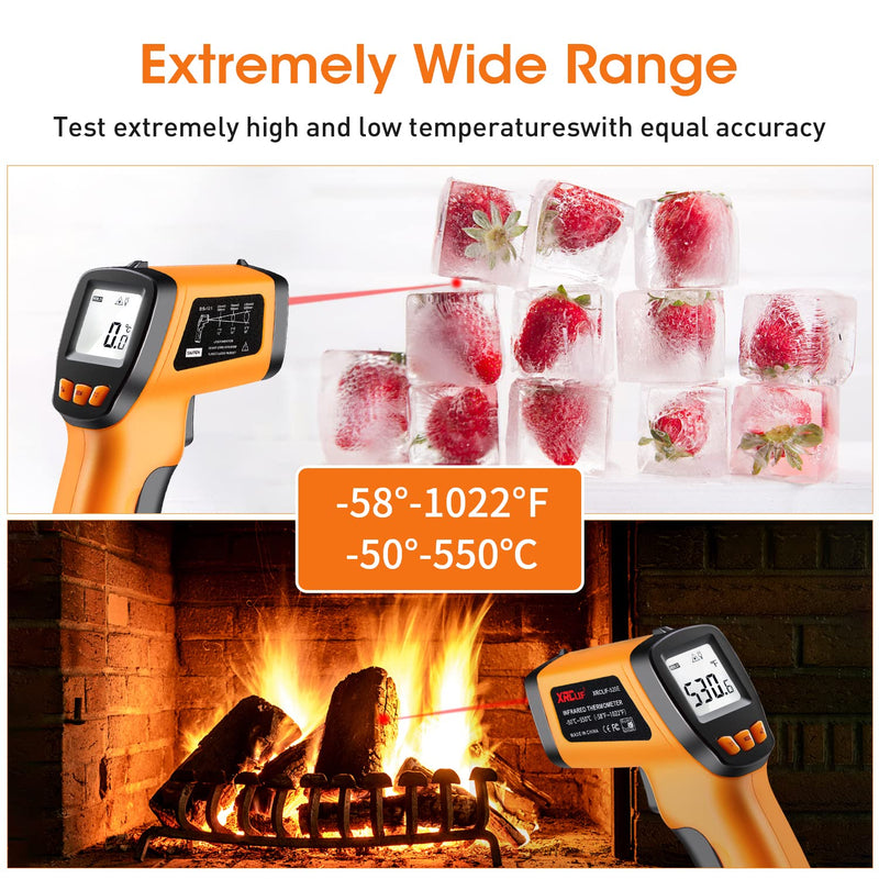 [Australia - AusPower] - Infrared Thermometer Gun -58??1022?, Non-Contact Laser Thermometer Temperature Gun with LCD Display, Temperature Measurement Gun for Cooking, BBQ, Oven, Adjustable Emissivity Temp Gun Thermometer 1022?-Yellow 