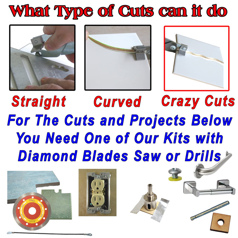Ceramic Tile Cutter - Hand Held Ceramic Tile Cutter, Tool Cut Curves & Straight Lines, Cut around Toilet, Replaceable Carbide Wheel, Made in UK With Step By Step Instructions, Oil and Online Videos Starter Kit 1. Red