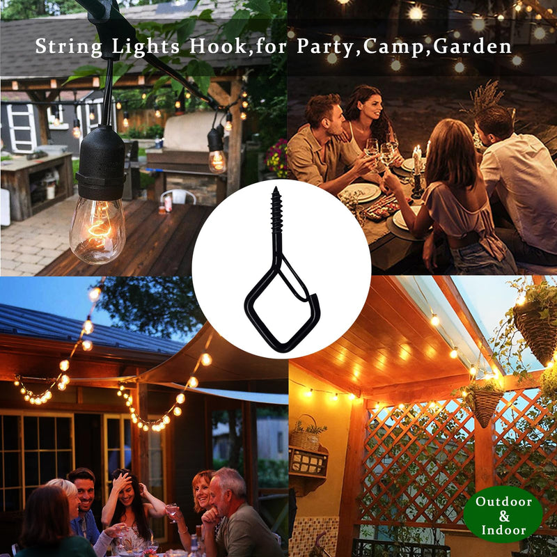 [Australia - AusPower] - 20 PCS Q-Hanger Hooks for String Lights,Ceiling Hooks for Hanging Plants,Screw Hooks for Wind Chimes,Bird Feeder,Lanterns,Christmas Decorations Outdoor String Lights Hooks(Square Hanger) Black 20 