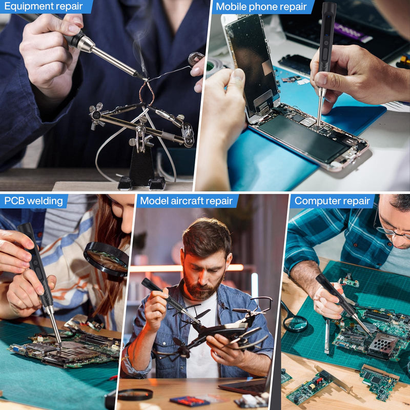 Soldering Iron Kit 90W Digital DC/PD Soldering Iron Kit Fast Heating 150-450°C | 6 soldering tips digital display automatic shut-off function. Suitable for repairing jewelry, mobile phones and others.