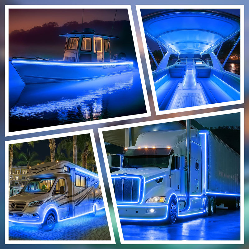 SHUNLEE 20FT Led Boat Lights Blue, IP67 COB Waterproof Marine Led Lights | Boat Interior Strip Lights for Pontoon, Deck, Night Fishing, Kayak, RV, Bass 20FT-Blue