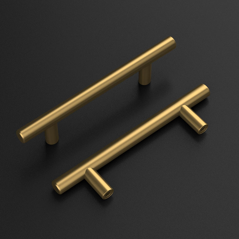Goldenwarm 20 Pack 3-1/4 Inch Cabinet Handles - Brushed Brass Drawer Pulls - Kitchen & Bathroom Cabinet Handles Gold Decorative Dresser Hardware 3-1/4in Hole Centers