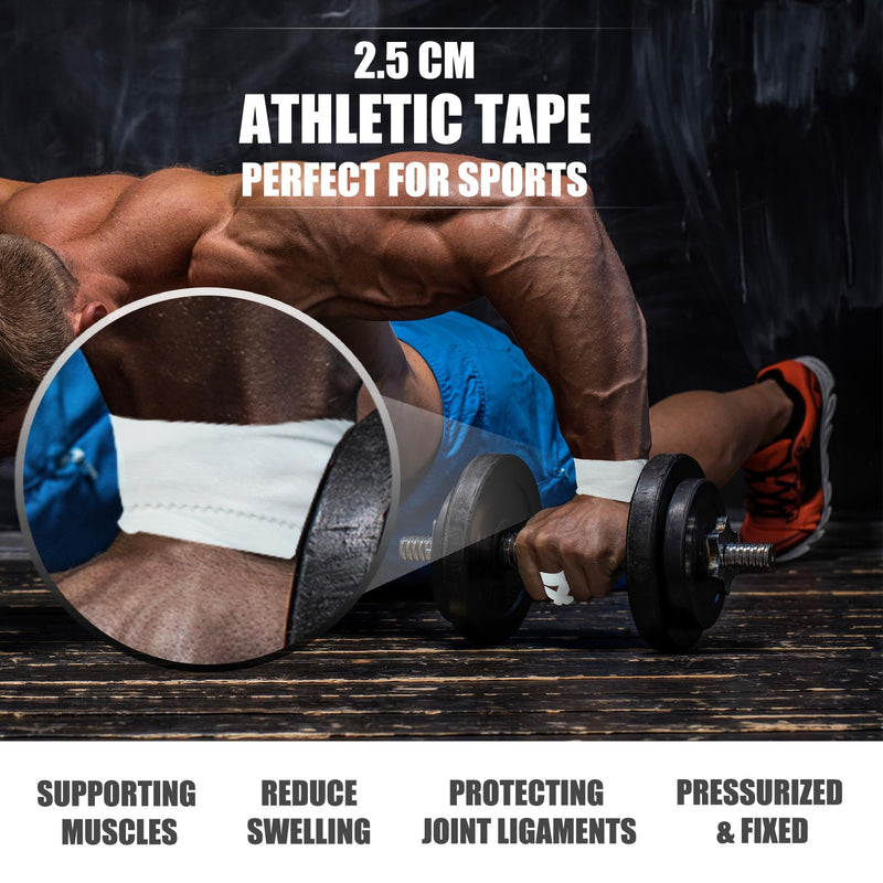 Athletic Tape - QZL 6 Rolls 1" 30‘ Versatile Medical Tape Bandage Tape, 100% Cotton Cloth Tape Adhesive for Ankle Wrist, Sport Tape for & Grip Tape for Hockey, Boxing, Volleyball, Turf, Football, Rock