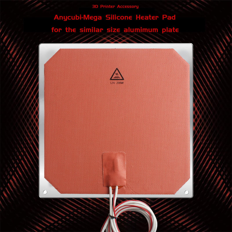 [Australia - AusPower] - FYSETC Anycubi i3Mega Silicone Heater Pad - 12V 200W Heated Bedplate 218x218mm: Heater Bed Mat Built-in NTC100K Thermistor Compatible 3D Printer Mega S/Pro AnetA8 A6 Aluminum Build Plate Platform 