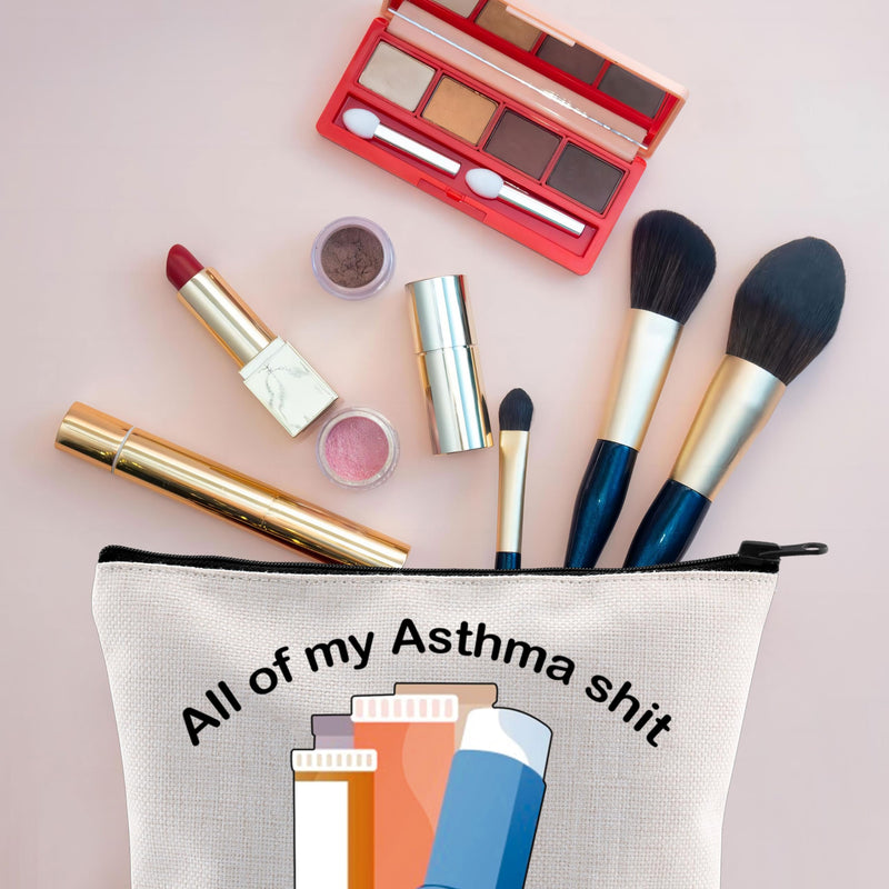 VAMSII Asthma Fighter Gift Inhaler Travel Bag All My Asthma Shit Awareness Medication Bag Asthma Inhaler Zipper Bag