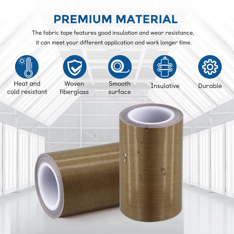 GCQ Teflon Fabric Tape, 4 Inch 30 Feet PTFE Tape for Vacuum Sealer Machine, Hand Impulse Sealers Insulation PTFE Coated Fiberglass Adhesive Tape Compatible with FoodSaver, Seal A Meal, Weston, Cabella 4 IN