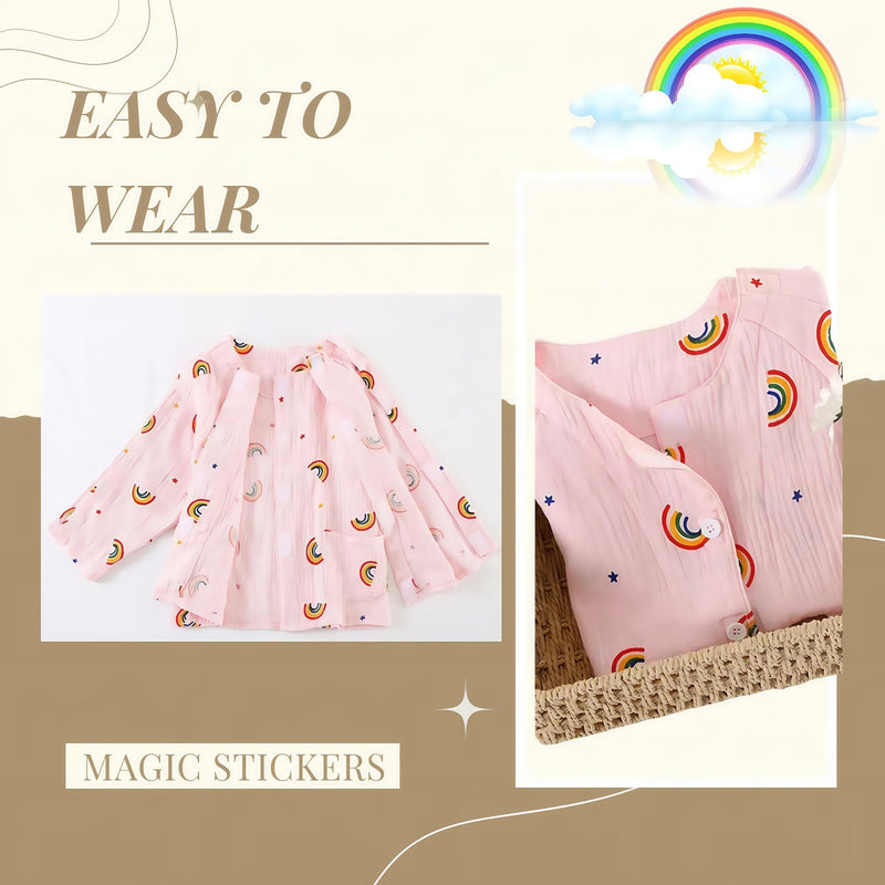 [Australia - AusPower] - WEEOATAR Kids Hospital Gown Clothes for Post Shoulder Surgery Broken Arm Clothing, Full Open, Easy to Wear with Magic Stickers on Both Sides Suitable for Boys and Girls (Pink, 150cm/59.0in) Pink 