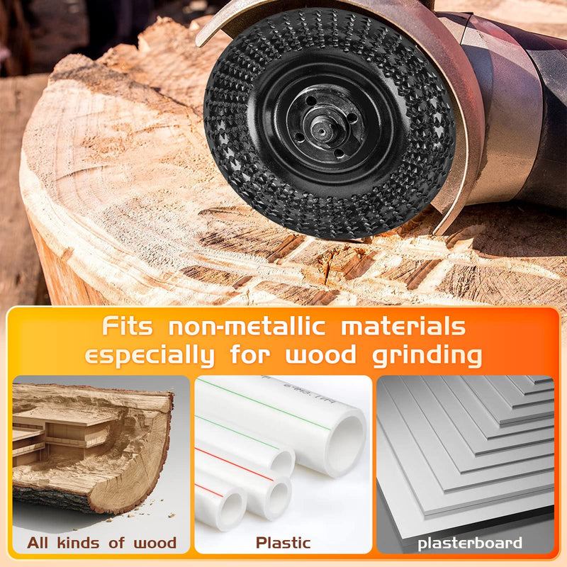 Angle Grinder Wood Carving Disc Set, for 4" or 4 1/2" Angle Grinder with 5/8" Arbor, Wood Shaper Carving Disc for Angle Grinder Attachments, Stump Grinder Teeth, Wood Shaping Tools