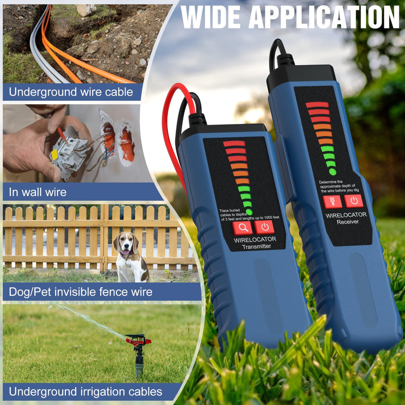 [Australia - AusPower] - F04 Underground Wire Locator, Cable Locator with Earphone, Buried Wire Detector for Locating Breakage Cables & Wires Dog Fence Cables 