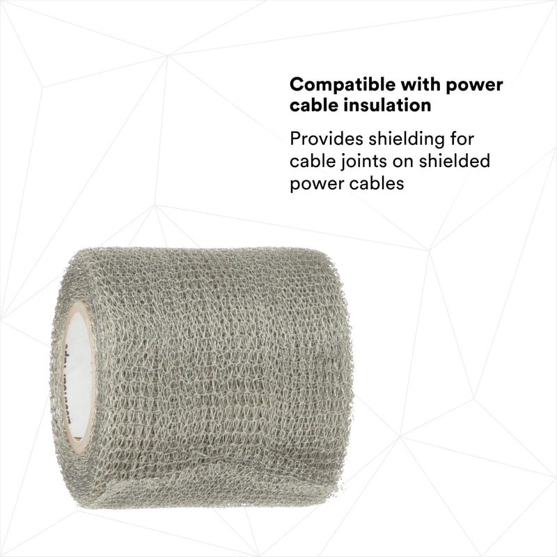 3M Scotch Electrical Shielding Tape 24, 1 in x 15 ft (25 mm x 4.6 m), Tinned Copper, Open-weave, Shielding Braid Tape, 1 roll