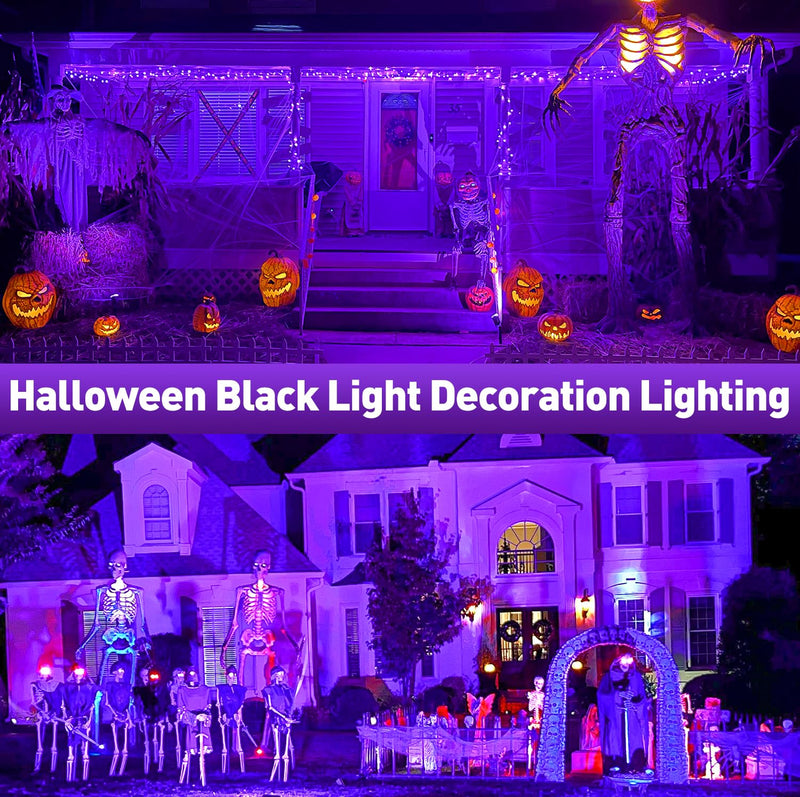 [Australia - AusPower] - Rechargeable LED Black Light, Battery Powered Portable Blacklight, 400nm LED Flood Light Black Lights, Neon Glow Party, Blacklight Catfishing, Halloween, Glow in The Dark Decoration 2 Pack 