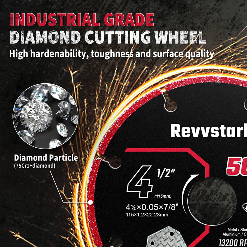 [Australia - AusPower] - 5 Pack Diamond Cutting Wheel 4 1/2 Inch for Metal with 7/8" Arbor, Carbide Cutting Wheel, Angle Grinder Cutting Disc, 4 1/2 Cut Off Wheel for Metal with 5000+ Cuts on Rebar, Steel, Iron and INOX 4.5"x7/8in. 5.0 