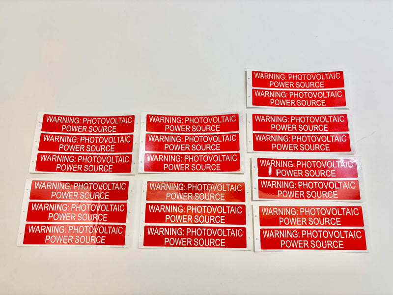 20 Pack Premium PV Labels Printed with Warning: Photovoltaic Power Source | Outdoor Rated PV Stickers | Solar Stickers | PV Label | Solar Label 20 Non-Reflective Labels Pack Set
