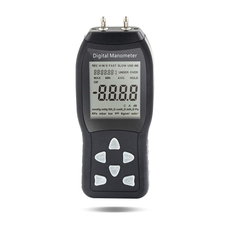 [Australia - AusPower] - AR1890P1, Digital Air Pressure Manometer to Measure Gauge & Differential Pressure ±13.79kPa / ±2 psi / ±55.4 H2O with 304 Stainless Steel Static Tube 5.13" x 2.34" Length 