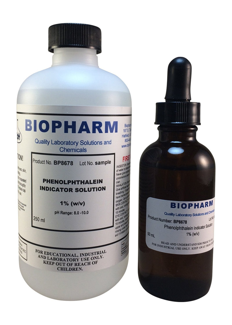 [Australia - AusPower] - Phenolphthalein pH Indicator 1% Solution  250 mL (8.4 fl oz) Bottle Plus 1 Dropper Bottle containing 50 mL of Solution 