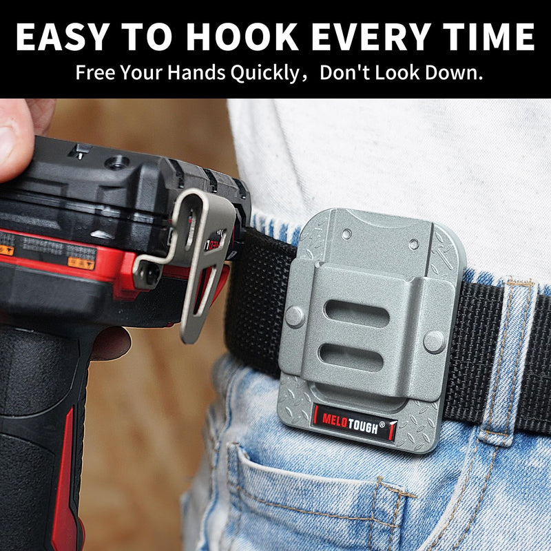 MELOTOUGH Tape Measure Holder, Drill Holder for Tool Belt,Drill Holder,Measuring Tape Holder Fits 1.75"/2" Belt,Sliver 2
