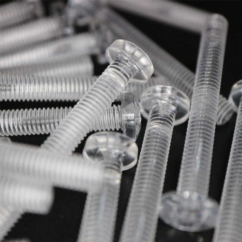 [Australia - AusPower] - Pack of 60 Transparent Clear Plastic, Pan Head, M4 x 40mm Nuts & Bolts, Washers -Acrylic Plastic Screws, (5/32 x 1 37/64 in) 