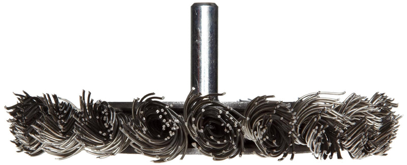 Weiler 17682 3-1/4" Stem-Mounted Knot Wire Wheel, .020" Steel Fill, 1/4" Stem, Made in the USA 0.020" Wire Size Pack of 1