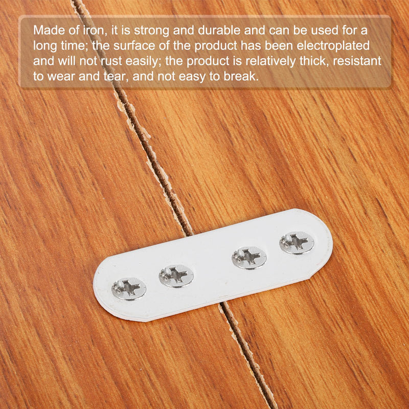 [Australia - AusPower] - uxcell 10Pcs Flat Straight Brackets, 55x5mm Iron Brace Plate for Wood Furniture Mending Repairing, White 10 