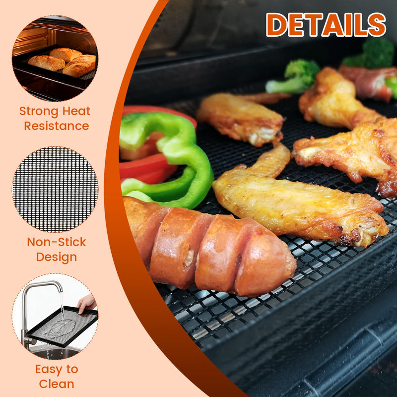 Professional-Grade 2-Pack PTFE Mesh Oven Baskets, 11.5x13.5x1 Inch Non-Stick Solid Oven Trays for Commercial Kitchens & High-Volume Cooking 11.5*13.5 Inch Mesh Oven Basket 2 Pcs