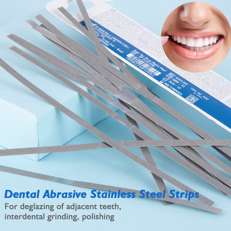 [Australia - AusPower] - Dental Stainless Steel Polishing Strips - Dental Abrasive Stainless Steel Strips Dental Tooth File 4MM Double Side Reusable Dental Care Tools?12pcs? 