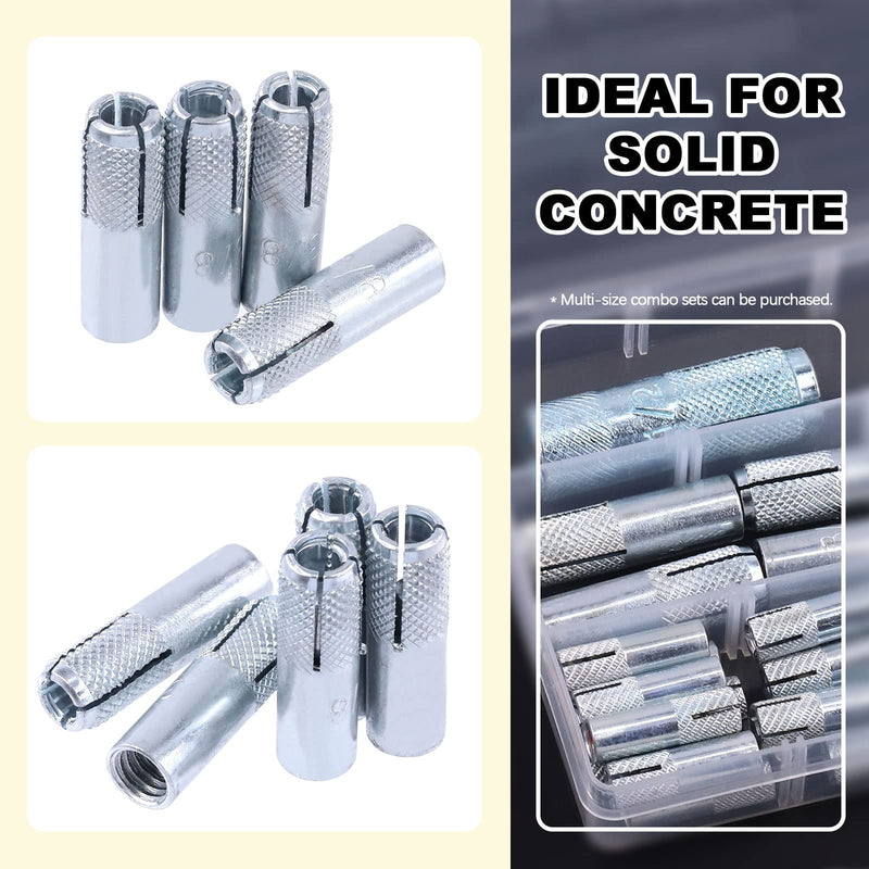 [Australia - AusPower] - 12 Pcs 3/8'' Premium Zinc Plated Carbon Steel Knurled Drop-in Anchor for Solid Concrete (3/8'') 3/8'' 