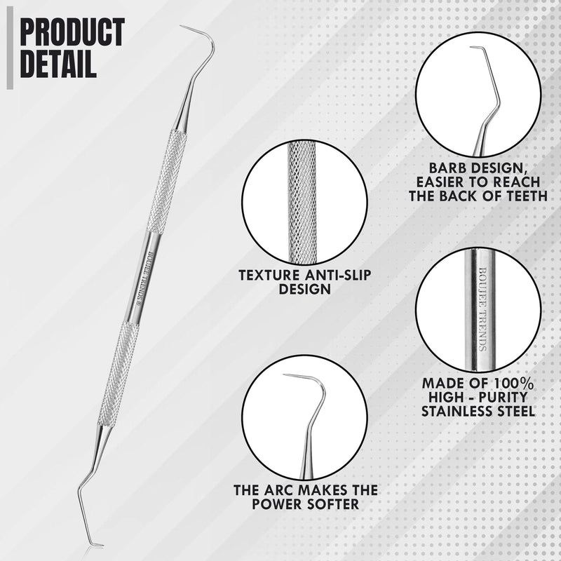 [Australia - AusPower] - Professional Dental Tools |Tartar Scraper for Dentist, Personal Use and Pets | Plaque Remover with Comfortable Grip, Double ended Hollow Scaler | Japanese Stainless Steel (Dental Probe, Polish) 