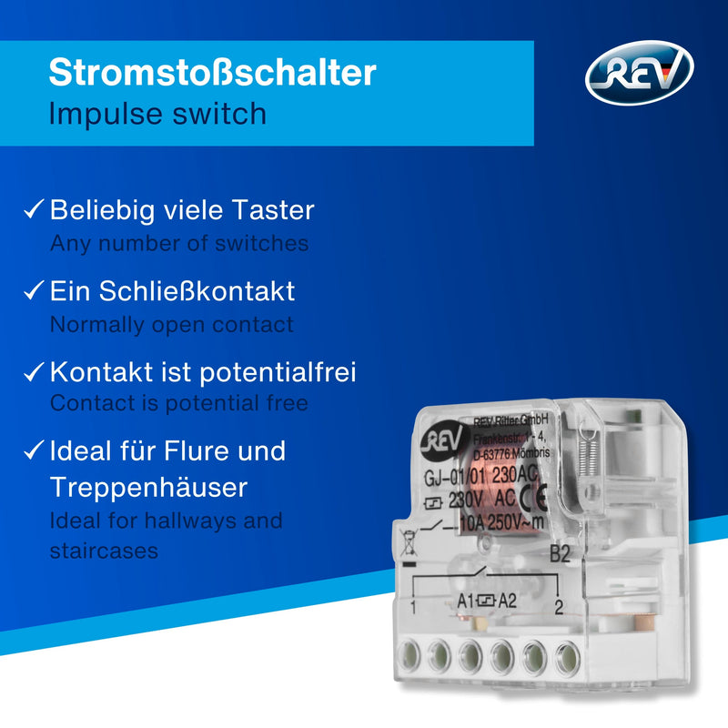 REV Ritter 0505400555 Power Surge Switch - 10 A | Impulse switch for any number of buttons